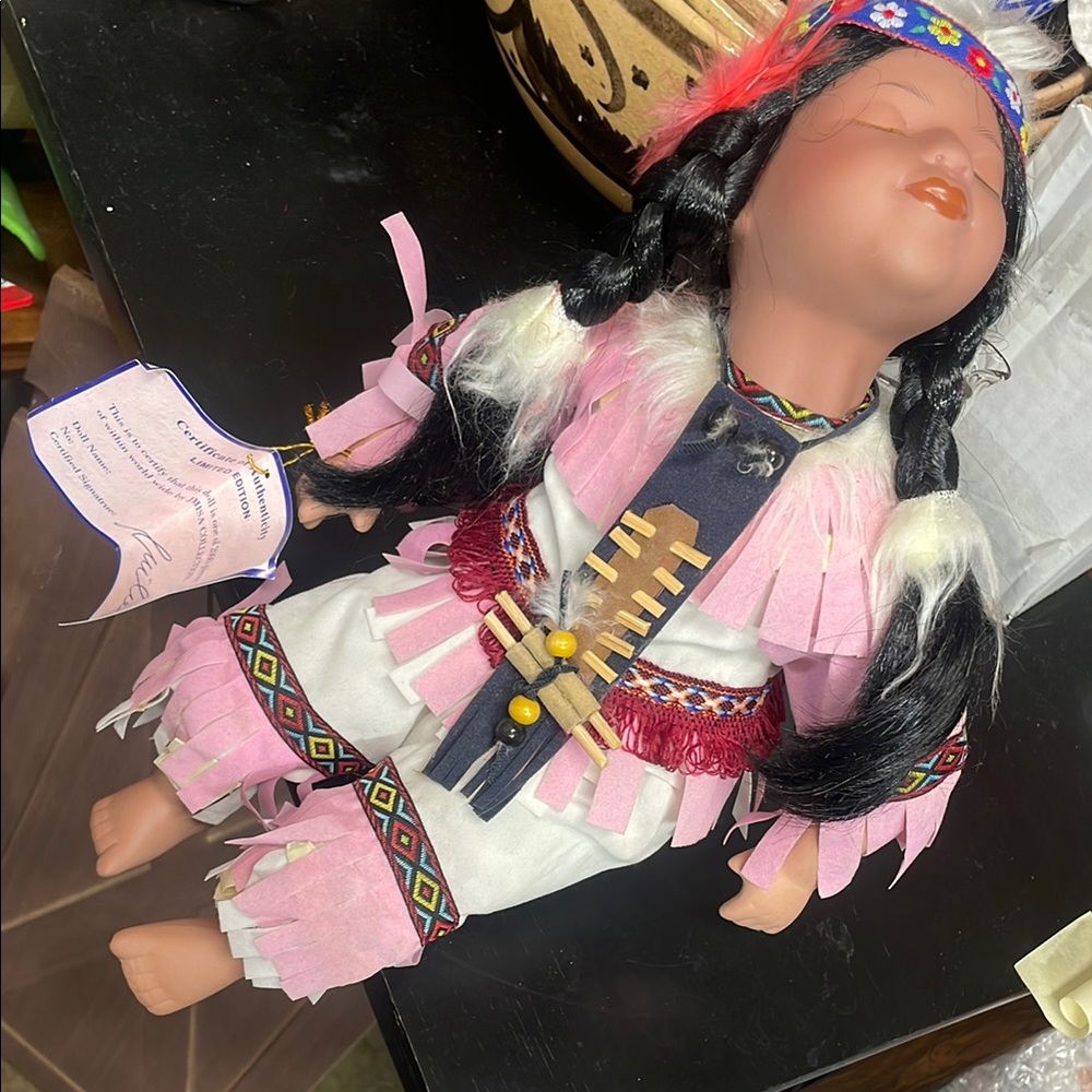 Jmisa 12” Porcelain Native American Doll